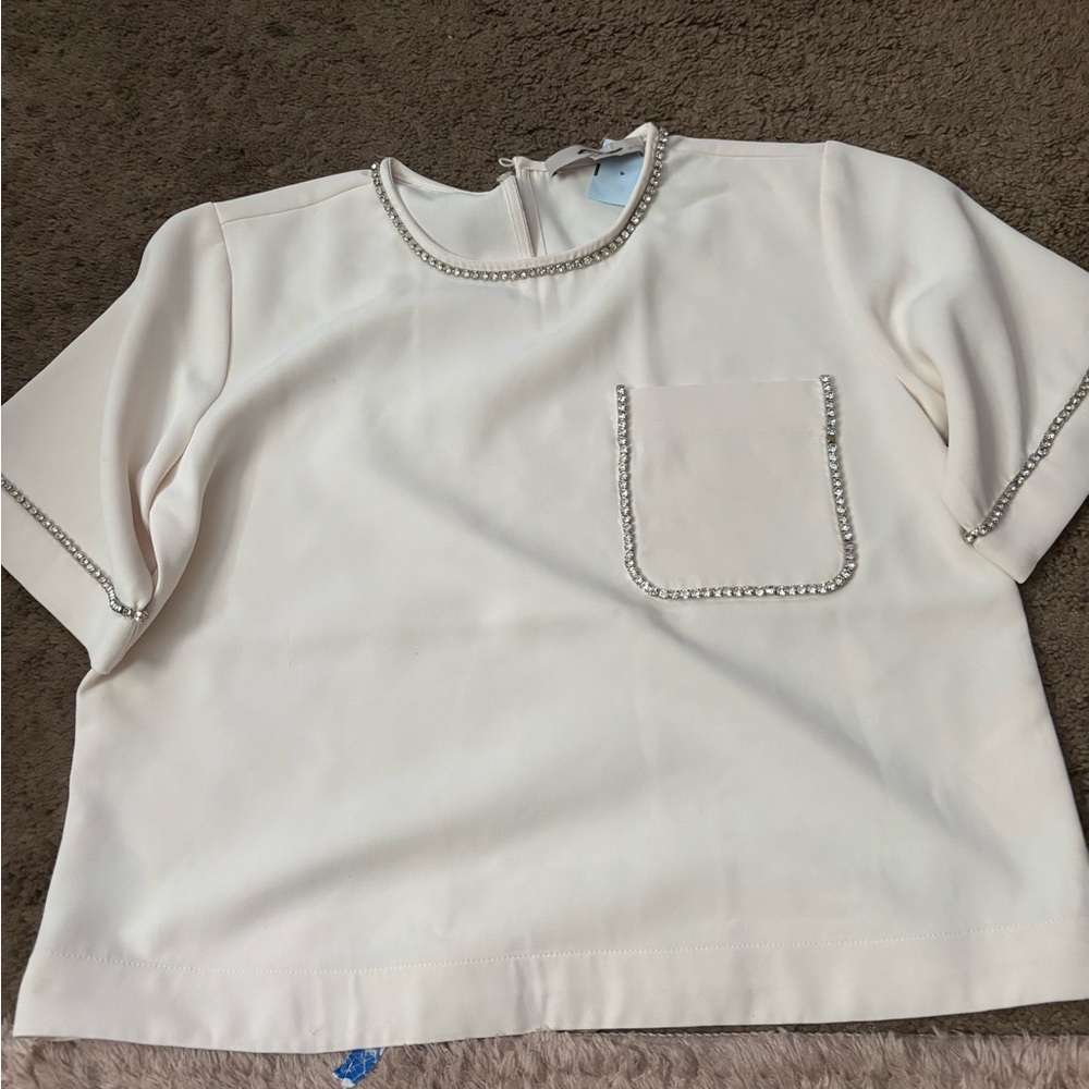 Cream Top with Silver Accents